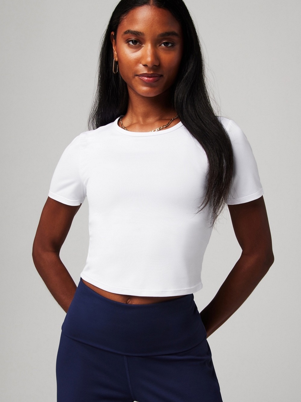 Fabletics Dry-Flex Open Back Twist Short-Sleeve Tee small